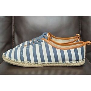 Michael Kors Del Rey Navy Striped Lace-up Espadrilles Sneakers Women's Size 6.5